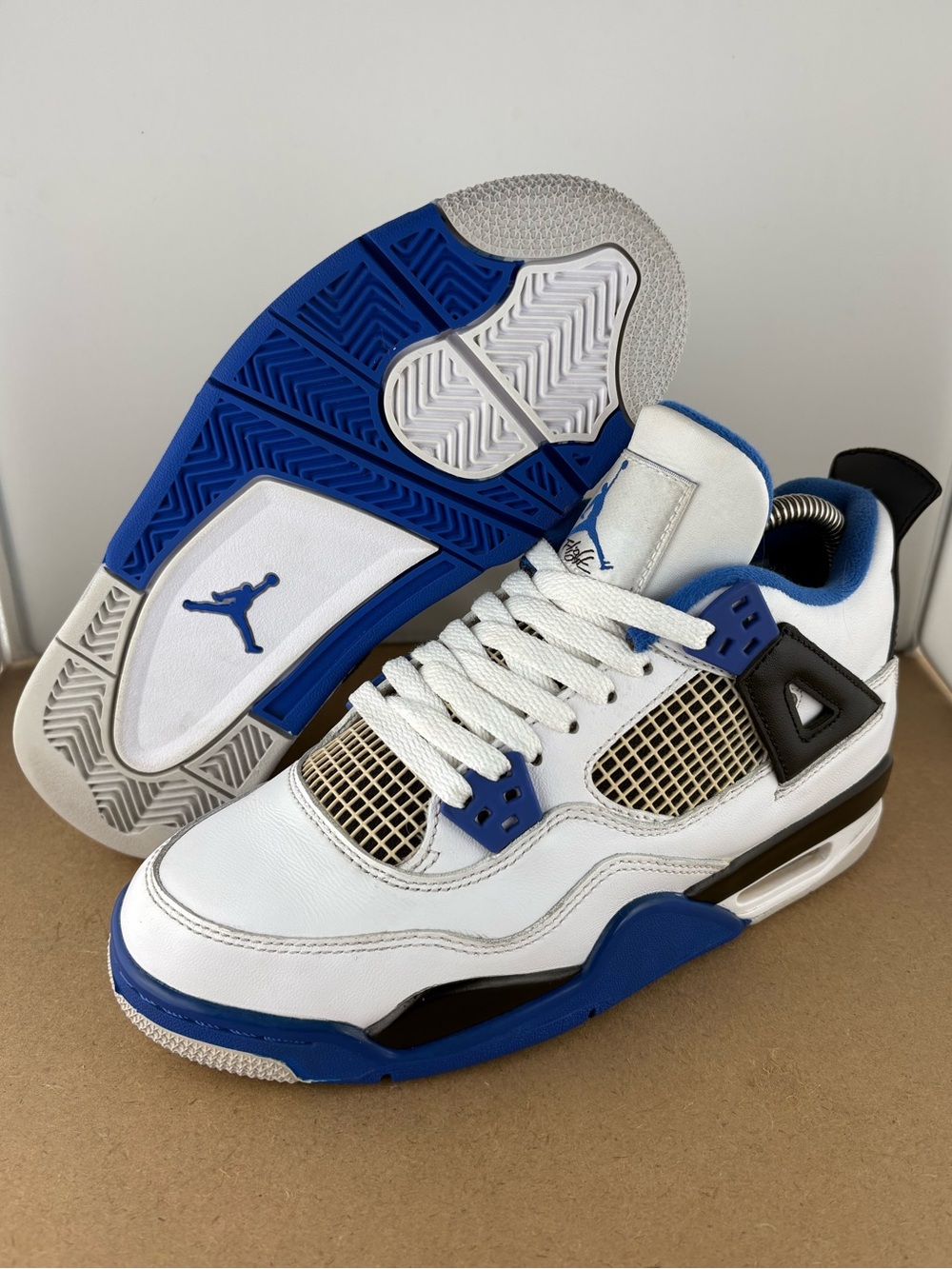 Nike Air Jordan 4 Motorsports Youth Size 5y 408452 117 White Blue Shoe